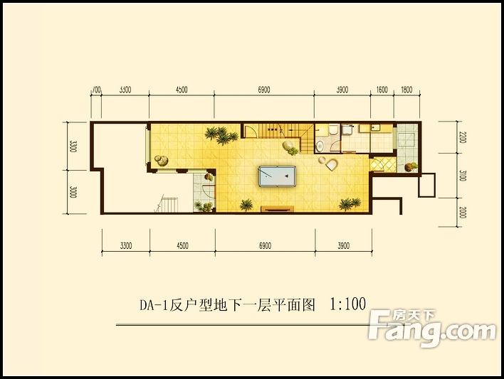 鹭峯国际地下一层户型图 0室1厅1卫0厨 93.00㎡