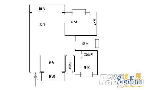 紫薇嘉园3室2厅 户型图 3室2厅2卫1厨 0.00㎡