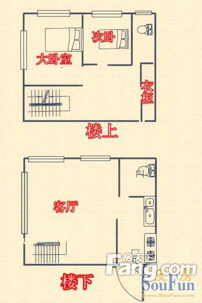 豪业圣迪公寓圣迪广场户型 2室1厅2卫1厨 0.00㎡