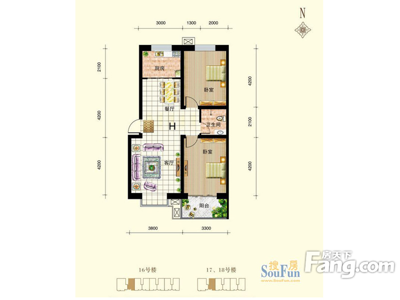 御景东城二期单-H户型（售完 ） 0室0厅0卫0厨 88.31㎡