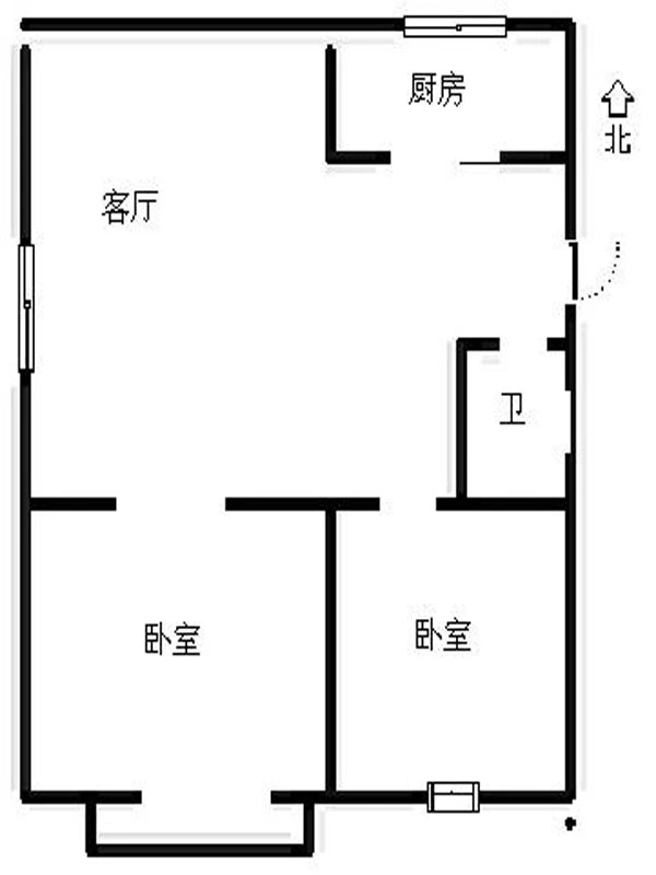 向阳小区(新华路)户型（2-1-1） 2室1厅1卫1厨 0.00㎡