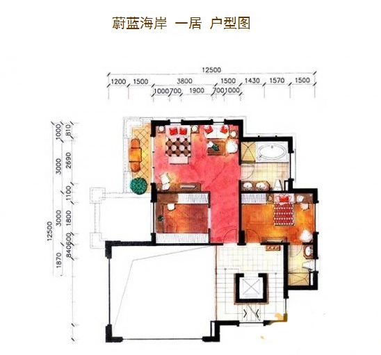 蔚蓝海岸一室一厅一卫一厨1室1厅1卫1厨_蔚蓝海岸户型图-威海搜房网