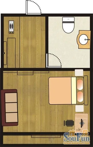 中建文化城中建文化城 1居室 户型图 1室1厅1卫1厨 0.00㎡