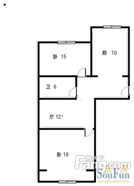 徐州路小区两居户型图 2室2厅1卫1厨 0.00㎡
