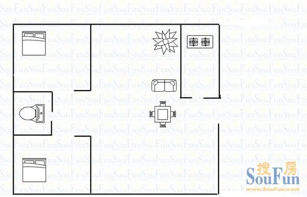 金谈固地坛园金谈固地坛园 2室 户型图 2室2厅1卫1厨 0.00㎡