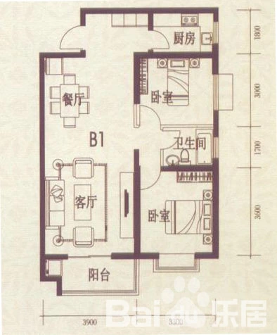 九月华城九月华城 2室 户型图 2室2厅1卫1厨 0.00㎡