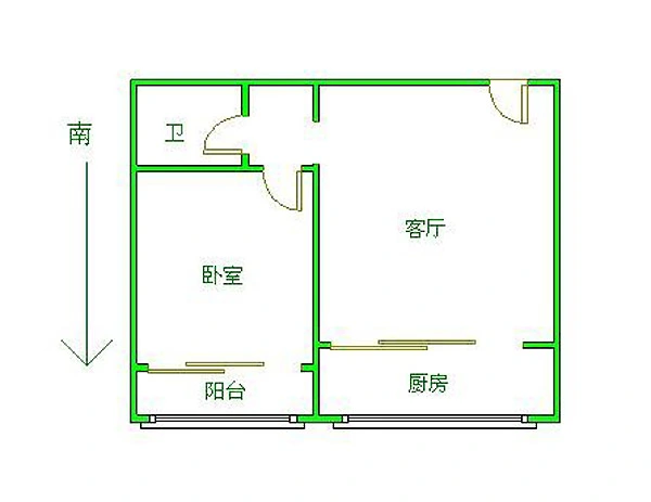 卓达科苑卓达科苑公寓 1室 户型图 1室1厅1卫1厨 50.00㎡