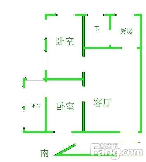 马王堆汽配城2室1厅 户型图 2室1厅1卫1厨 0.00㎡