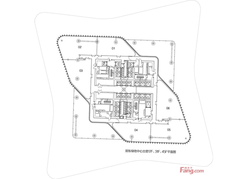 郑东绿地中心北塔17f,31f,45f平面图