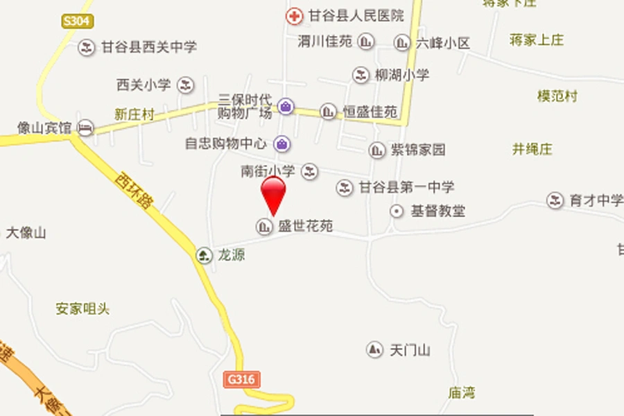 紧邻s304和西环路; 车站:甘谷汽车站和甘谷火车站.