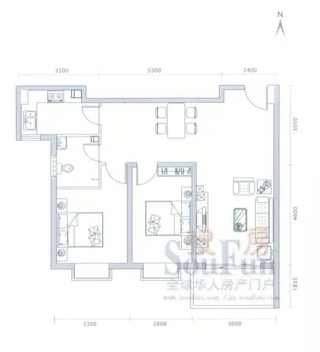 搜房网户型点评之凯旋新城全明两居A3户型(图) 搜房网户型点评之凯旋新城全明两居A3户型(图)