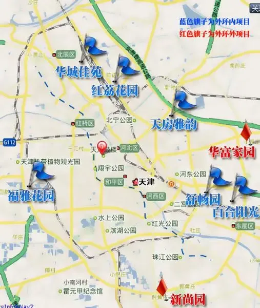 天津全部10大限价商品房位置图
