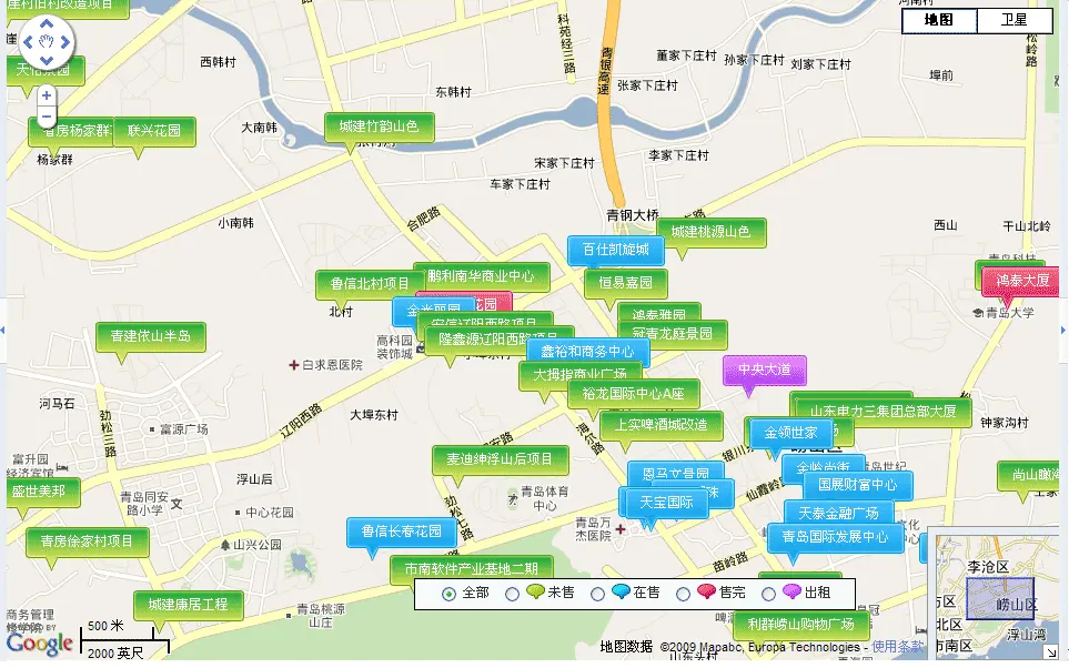 青岛崂山区楼盘——青岛房天下——楼市地图