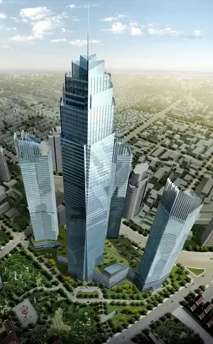 已解决; 超高层效果图图片分享; 山东第一高楼主体结构封顶 钢结构