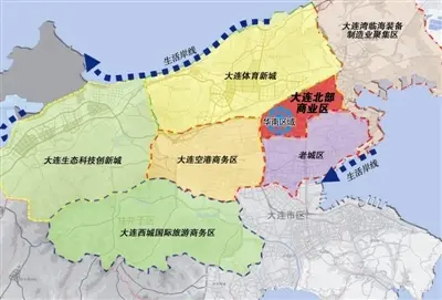 甘井子区"十二五规划纲要"中"两城四区"示意图