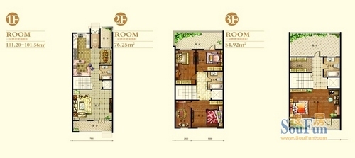 盛和天下别墅五拼北户型 使用面积232平米