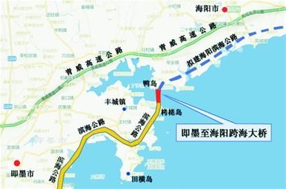 届时市民从青岛滨海公路通过跨海大桥,半个小时将直接到烟台海阳市.