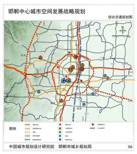 按照战略规划,目前,邯郸市已将邯郸交通规划图; 邯郸中心城市空间