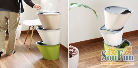 日本设计大师莲池桢郎设计 简约分类式垃圾桶