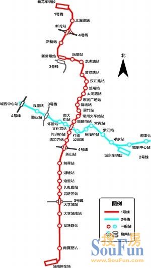 常州地铁规划图曝光1号线于2016年通车