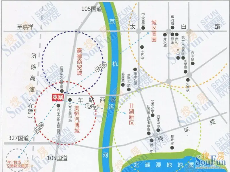 东靠京杭大运河,西南二十分钟车程可至济宁机场,南邻省级旅游度假区