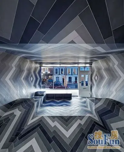 伦敦瓷砖店弹出式室内设计 展现线条迷幻魅力