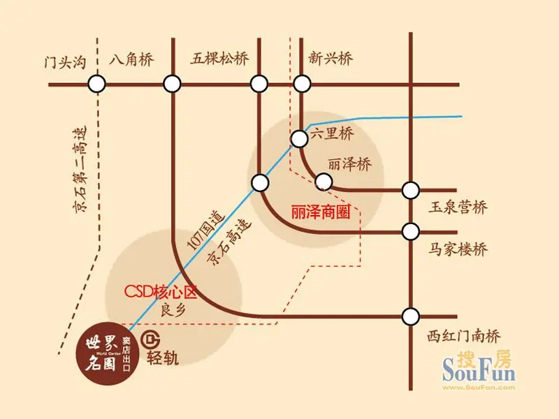 交通状况:轻轨房山线苏庄站,京石高速公路,107国道,乘坐917,993,11