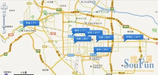 石家庄各区在售楼盘分布