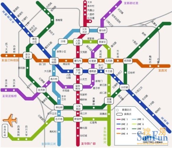 成都地铁三号线线路图更新三期线路均有延长_房产资讯-