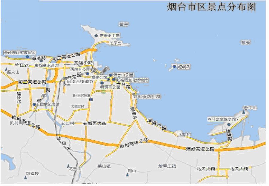 烟台景区地图 烟台交通图 旅游推荐路线