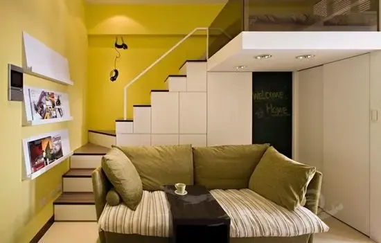 36平清新暖调迷你公寓 床悬半空惊艳设计省空间-家居快讯-北京搜房装修家居网