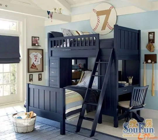 16款儿童房装修效果图 上下铺设计给生二胎80后-家居快讯-淄博搜房装修家居网