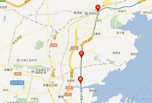 大连东快路路线示意图