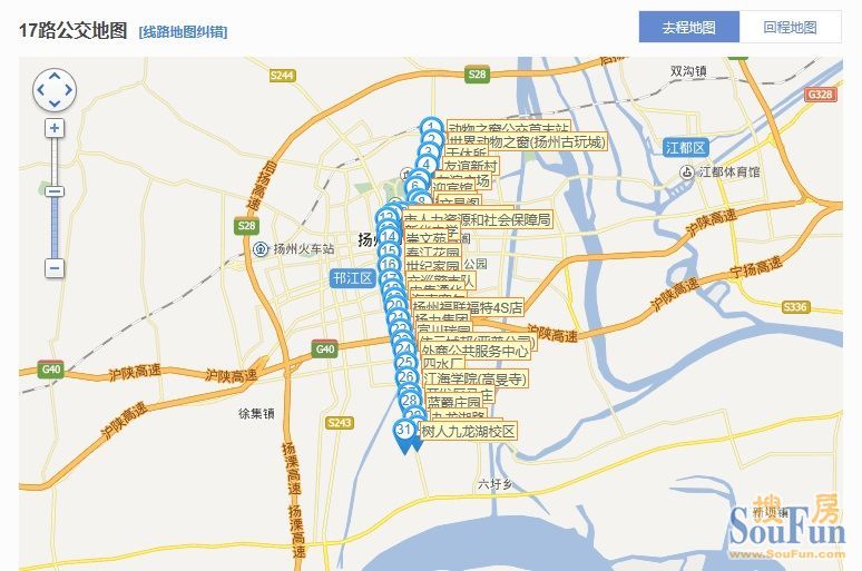 扬州17路公交线路图