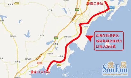 西海岸经济新区城际轨道交通项目r3线大致位置图