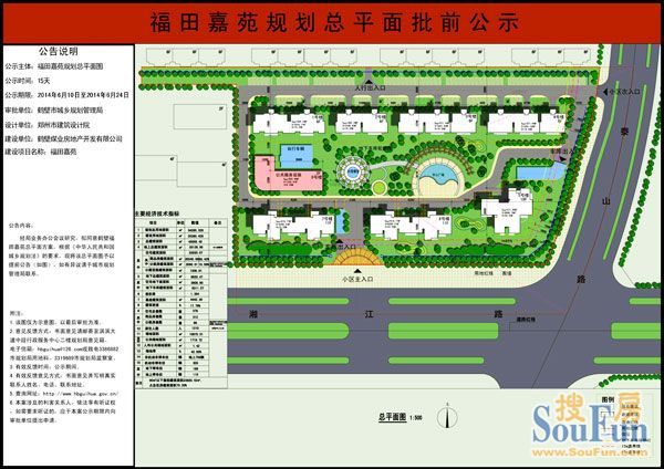 鹤壁楼盘福田嘉苑进入规划总平面图批前公示