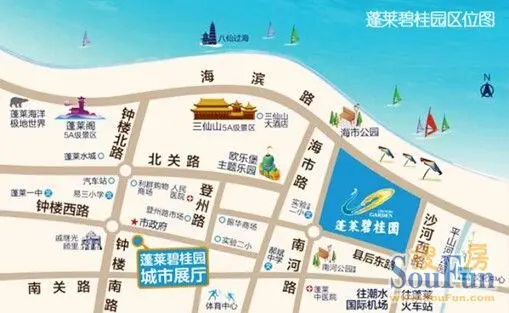 现场营销中心:蓬莱市海滨东路99号(沙河路与海滨路交汇处