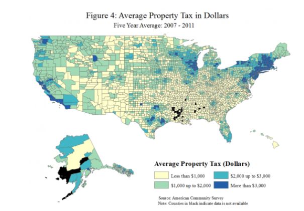 加州,伊利诺伊和东北部居民缴纳的住宅房产税金额最高图片