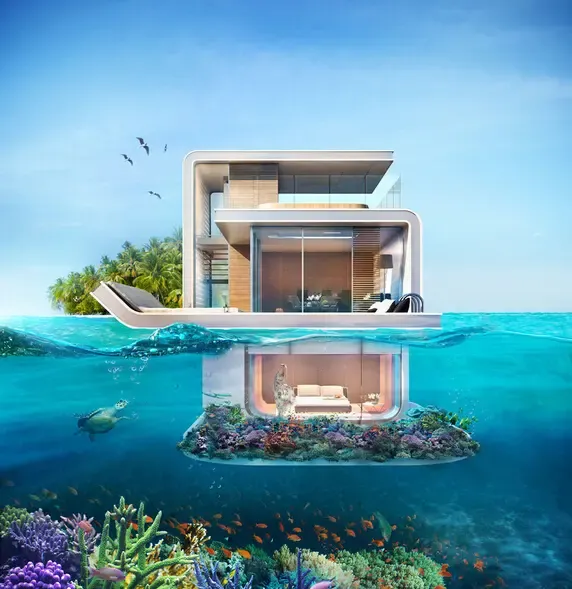 迪拜造土豪漂浮别墅 水下卧室可赏海中美景(图