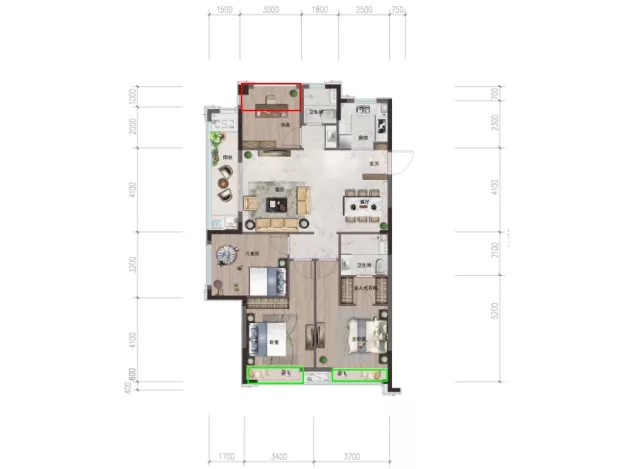 绿城·华景川桂语江南125㎡户型图 270°的豁达让四季来风