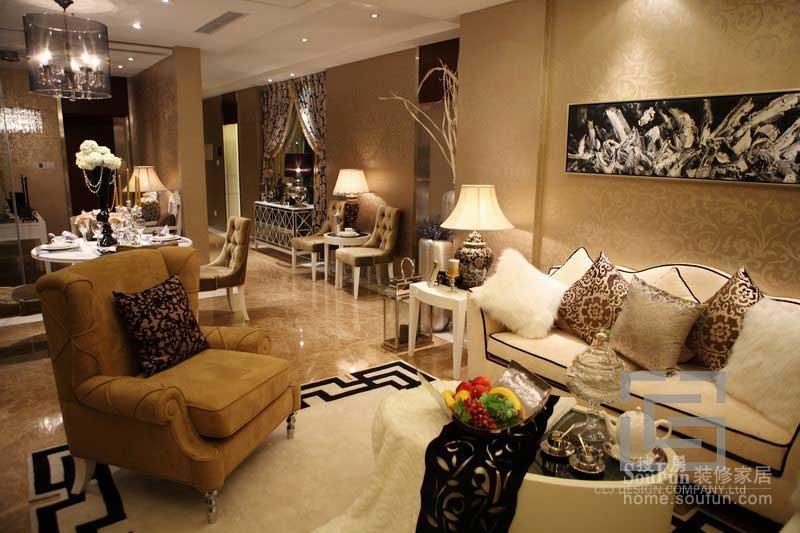 d型两房两厅样板房-欧美风情-两居-装修图片库