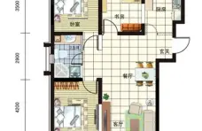 城建美庭户型图c1#a 3室2厅1卫