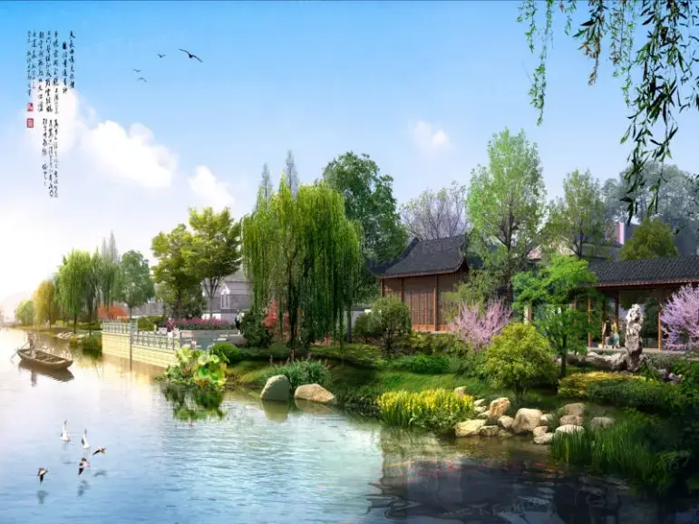 沿河景观效果图