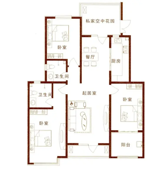 翡翠华府2号楼户型13室2厅2卫1厨 135.60㎡_翡翠华府