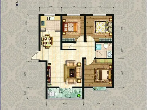 迁安天洋城4代户型图22#h1三室两厅一卫113平米