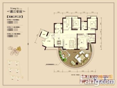 湘江豪庭户型图3室2厅2卫1厨 户型图 3室2厅2卫1厨