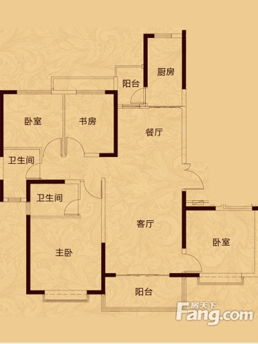 恒大翡翠华庭户型图3#楼2单元户型4室2厅2卫1厨