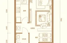 福顺尚景1号楼建面51.06平户型图 1室1厅1卫1厨