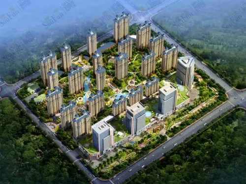 滕商奥体花园效果图鸟瞰建筑 屋顶