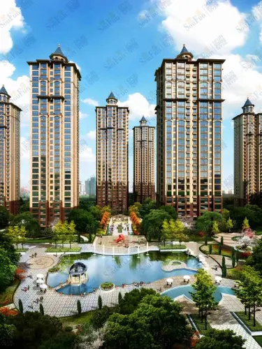 滕商奥体花园效果图半高日景 屋顶
